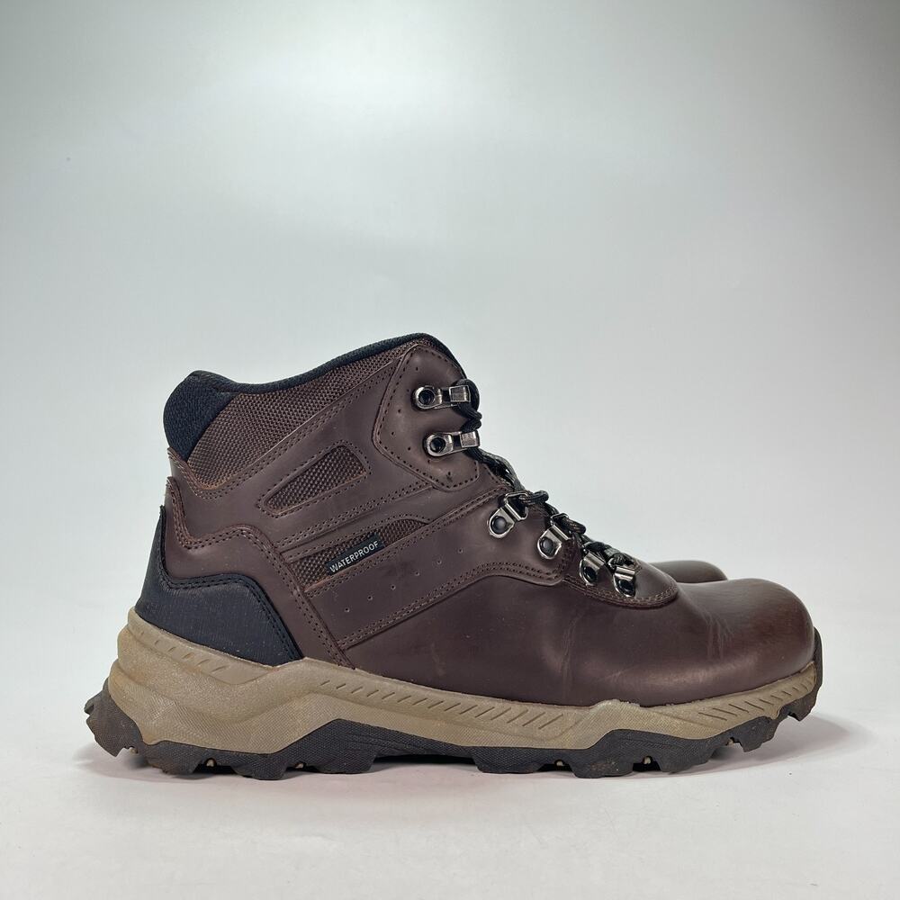 Khombu Kenny Dark Brown Leather Waterproof Hiking Boots 1925424 Men's Size 12M